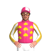PINK,YELLOW SHAMROCKS,WHITE SLEEVES,GOLD STRIPES,PINK CAP,WHITE QUARTERS