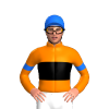ORANGE,BLACK BAND,ORANGE SLEEVES,BLUE ARMBANDS,CAP