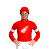 Red, white fernleaf, white armband & red cap