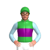 GREEN, PURPLE BAND, LIGHT BLUE SLEEVES