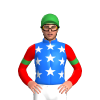 BLUE,WHITE STARS,RED SLEEVES,GREEN ARMBANDS,CAP