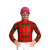 RED, FOREST GREEN TARTAN, CHECKS SLEEVES, CERISE CAP
