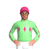 LIGHT GREEN,PINK THREE DIAMONDS, DIAMOND STRIPE SLEEVES,CAP 