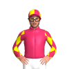 Cerise, Yellow Diamond, Yellow Sleeves, Cerise Diamonds, Quartered Cap, Cerise Peak