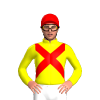 Yellow, Red Crossed Sashes And Crosses, Red Cap