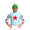 LIGHT BLUE, RED STAR, WHITE SLEEVES, RED STARS SLEEVES, Green cap