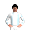 WHITE,LIGHT BLUE DOUBLE BRACES,WHITE SLEEVES,LIGHT BLUE STARS, Black cap