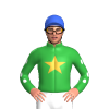 GREEN,GOLD STAR,GREEN SLEEVES,WHITE SPOTS, Royal Blue cap
