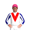WHITE,RED VEE,WHITE SLEEVES,NAVY BLUE STRIPES,WHITE CUFFS, Pink cap