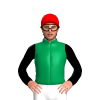 EMERALD GREEN, BLACK SLEEVES, Red cap