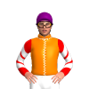 ORANGE,WHITE SEAMS,RED SLEEVES,WHITE CHEVRONS, Purple cap