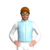 LIGHT BLUE, RED HOOP, WHITE SLEEVES, Brown cap