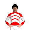RED,WHITE CHEVRONS, DIABLO SLEEVES, Black cap