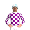 WHITE ,PURPLE CHECKS, CHECKS SLEEVES, WHITE CUFFS, White and Light Blue quartered cap