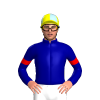 DARK BLUE, RED HOOP, ARMBANDS, Yellow and Light Blue quartered cap