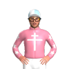 PINK SHERBET,WHITE CROSS LORRAINE,PINK SHERBET SLEEVES,WHITE STARS, White and Light Blue quartered cap