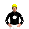 BLACK, WHITE DISC, BLACK SLEEVE, WHITE SPOTS, Yellow cap