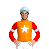 ORANGE, WHITE STAR, RED SLEEVES, WHITE ARMBANDS, Light blue cap