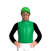 EMERALD GREEN, BLACK SLEEVES, Green cap