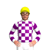 WHITE, PURPLE CHECKS, HOOPS SLEEVES, Yellow cap