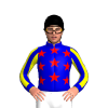 MEDIUM BLUE,RED STARS,MEDIUM BLUE SLEEVES,YELLOW STRIPES,MEDIUM BLUE CUFFS, Black cap