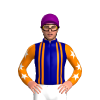 NAVY, ORANGE DOUBLE BRACES, ORANGE SLEEVES, WHITE STARS, Purple cap