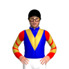 MEDIUM BLUE,GOLD VEE,RED SLEEVES,GOLD CHEVRONS, Black cap