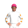 WHITE, ORANGE DIAMOND, WHITE SLEEVES, ORANGE STARS, Pink cap