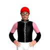 BLACK, WHITE SEAMS, BLACK SLEEVES, PINK SHERBET HALVES, Red cap