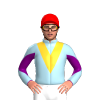 LIGHT BLUE,SUNGLOW  VEE,LIGHT BLUE SLEEVES,PURPLE DIABLO, Red cap