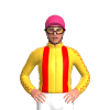 SUNGLOW , RED BRACES, SUNGLOW  SLEEVES, RED SEAMS SLEEVES, Pink cap