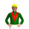 DARK GREEN,RED VEE, Yellow cap