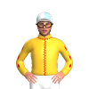 SUNGLOW, RED SEAMS, SUNGLOW SLEEVES, RED DIAMOND STRIPE, White and Light Blue quartered cap