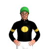 BLACK, GOLD DISC, ARMBANDS, Green cap