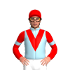 LIGHT BLUE, RED VEE, SLEEVES, LIGHT BLUE ARMBANDS, Red cap