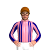 PINK SHERBET, NAVY DOUBLE BRACES, STRIPES SLEEVES, Brown cap