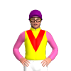 YELLOW, RED VEE, HOT PINK SLEEVES, Purple cap