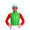 GREEN,WHITE HOOP,RED SLEEVES,CAP, Light blue cap