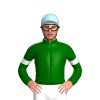 DARK GREEN, WHITE HOOP, DARK GREEN SLEEVES, WHITE ARMBANDS, Light blue cap
