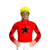 RED, BLACK STAR, FIREBRICK SLEEVES, BLACK STARS, Yellow cap