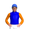 MEDIUM BLUE, ORANGE DIAMOND, SLEEVES, Royal Blue cap