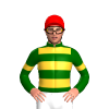 DARK GREEN, SUNGLOW HOOPS, ARMBANDS, Red cap