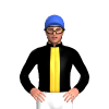 BLACK, SUNGLOW STRIPE, Royal Blue cap