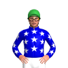 MEDIUM BLUE,WHITE STARS,RED SLEEVES,WHITE STARS, Green cap