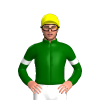 DARK GREEN, WHITE HOOP, DARK GREEN SLEEVES, WHITE ARMBANDS, Yellow cap