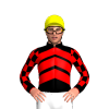BLACK, RED CHEVRONS, CHECKS SLEEVES, BLACK CUFFS, Yellow cap