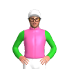 Hot Pink, White Conjoined S, Lime Green Sleeves, White Cap