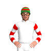 White, Green Diamond, Red Hooped Sleeves And Cap
