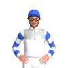White, Silver Yoke, Royal Blue Hooped Sleeves And Royal Blue Cap