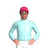 Pale Blue, Cerise Diamond Sleeves, Cerise Cap